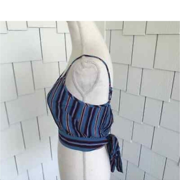 Band of Gypsies Women's Lily Spaghetti Strap Stripe Tie Back Crop Top XS - Picture 4 of 5